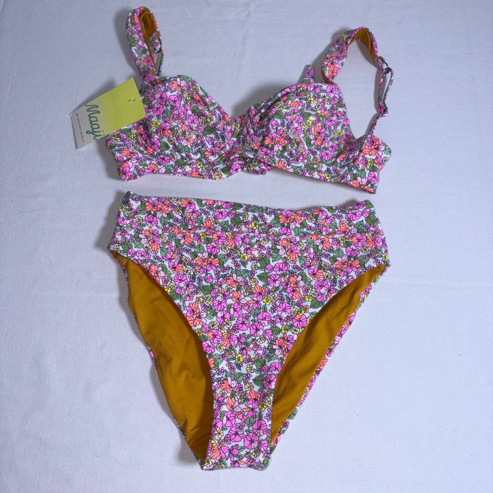 Maaji Bikini Swimwear Set Multicolor NEW Floral High Waisted Underwire Tie-Back